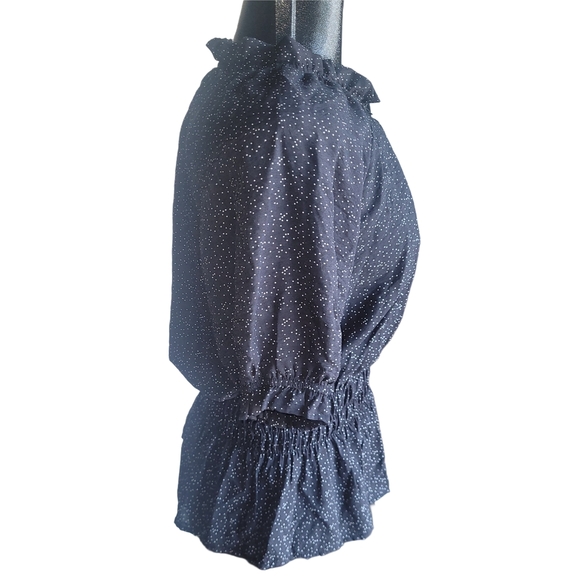 Alice Blue Short Sleeve Polka Dot Top In Black and White L - Picture 4 of 7